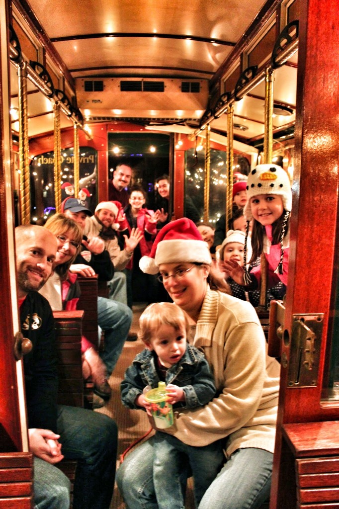 Everyone in the trolley was ready for the ride and having a good time just before the parade!