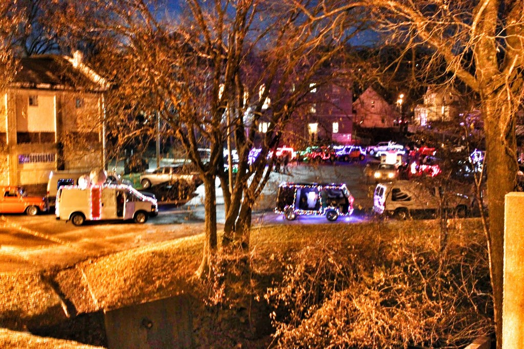 Parade participants gathered in the old hitch lot for the parade